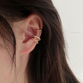 3 PCS Ear Cuff Earrings for Women Sparkling Circle Ear Cuff Set Leaf Non Piercing Earrings Faker Earrings for Teen Girls(Set B)