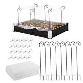 Reaeng Garden Netting Kit for Raised Beds, 10 x 13 FT Ultra Fine Insect Mesh with 8 Upgraded Hook-Top Stakes & 20 Clips, Plant Cover for Vegetables, Fruits & Pest Protection
