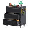 Reemoon 35" H Metal Garage Storage Cabinet with Wheels,3 Drawers