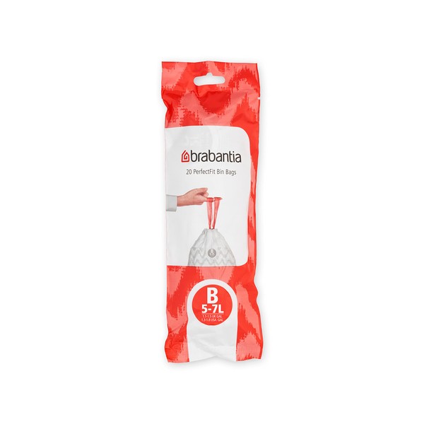 Brabantia PerfectFit Trash Bags (Size A / 0.8 Gallon) High Quality Thick Plastic Trash Can Liners with Tie Tape Drawstring Handles (20 Bags)