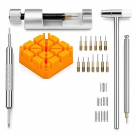 Kit de herramientas de extracción de eslabones de reloj, herramienta de reparación de correas de reloj con 20 barras de resorte, 13 agujas de repuesto