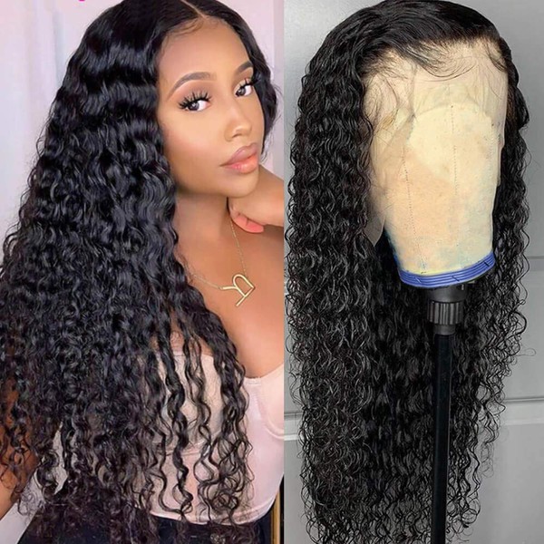 QTHAIR 14A Lace Front Wigs Human Hair Deep Wave 4X4 Lace Closure Wigs 12inch 150% Density Brazilian Virgin Human Hair Wigs Pre Plucked with Baby Hair for All Women