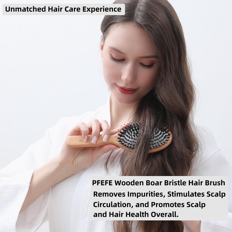 Boar Bristle Hair Brush - Natural Beechwood Detangling Brush |