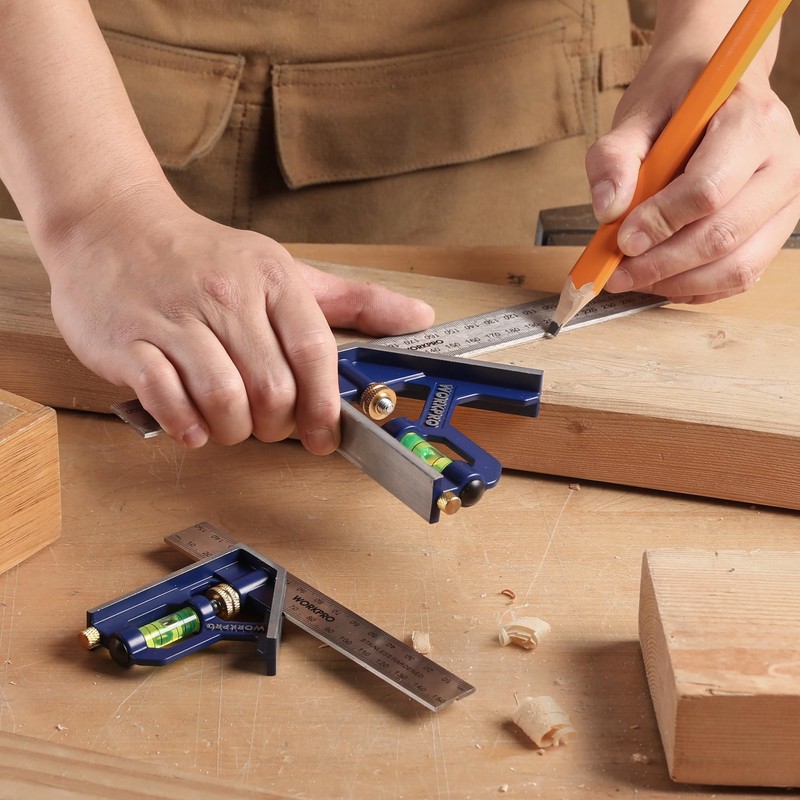 WORKPRO Adjustable Combination Square Set 150 + 300mm, Engineers Set