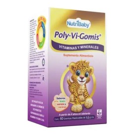 Poly-vi-gomis Vitaminas Y Minerales Gomitas Masticables C/60 Sabor Piña, Limón, Cereza, Naranja