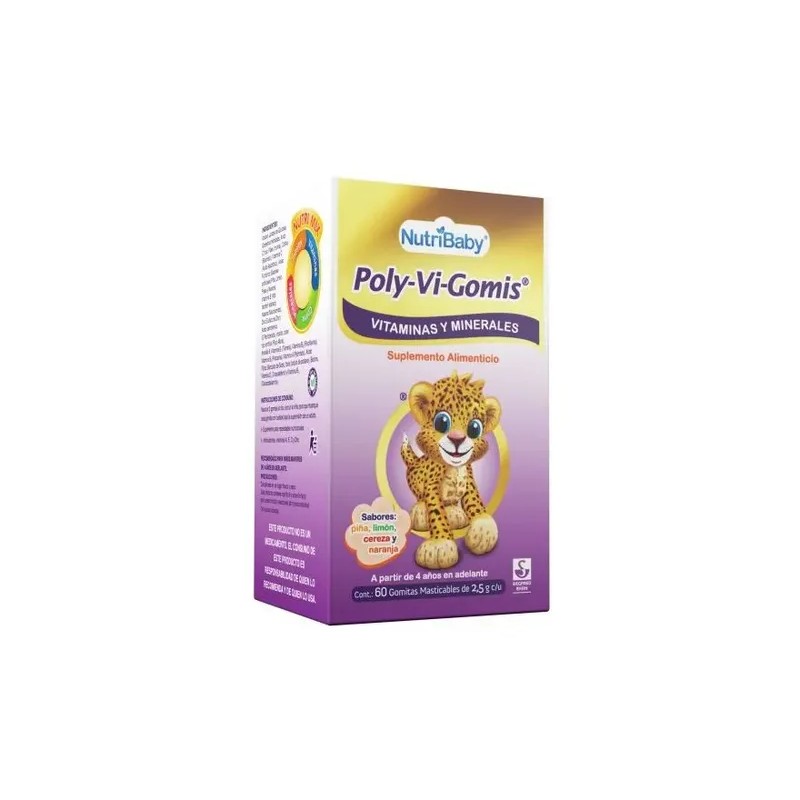 Poly-vi-gomis Vitaminas Y Minerales Gomitas Masticables C/60 Sabor Piña, Limón,