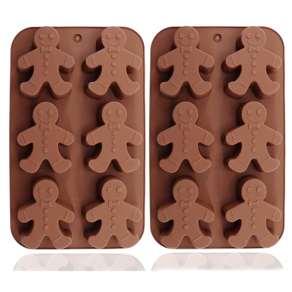 Gingerbread Man Silicone Mold - 2PCS Christmas Baking Mold for