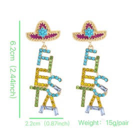 Mexican Earrings Long Color Alphabet Earrings Cinco De Mayo Earrings Drop Oil Statement Earrings Women's Jewelry