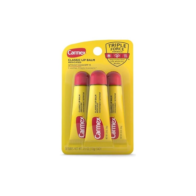 Carmex Bálsamo labial clásico, 0.35 onzas (paquete de 3)