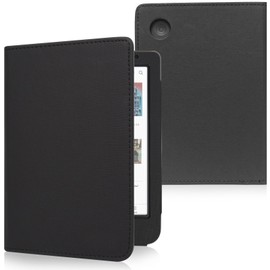 JKhandy Stand Case for Kobo Clara BW/Colour 6 Inch 2024 Release, Premium PU Leather Sleeve Cover with Card Slot, Hand Strap and Atuo Sleep/Wake, Fabric Black