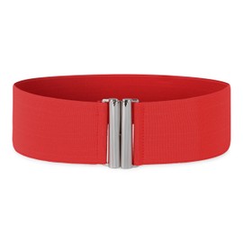 BlackButterfly 3 Inch Elastic Vertical Buckle Waist Belt (Red, 3XL)