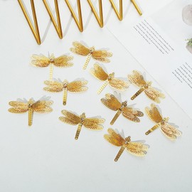 10pcs Gold Dragonfly Suncatcher Hanging Window Pendant DIY Metal Part Ornament Gifts