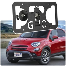 No Drill License Plate Holder Compatible with Fiat 500X 2016-2023 Front Grille License Plate Mount Bumper Bracket Holder Car Tag Frame Anti-Theft Adapter Accessories