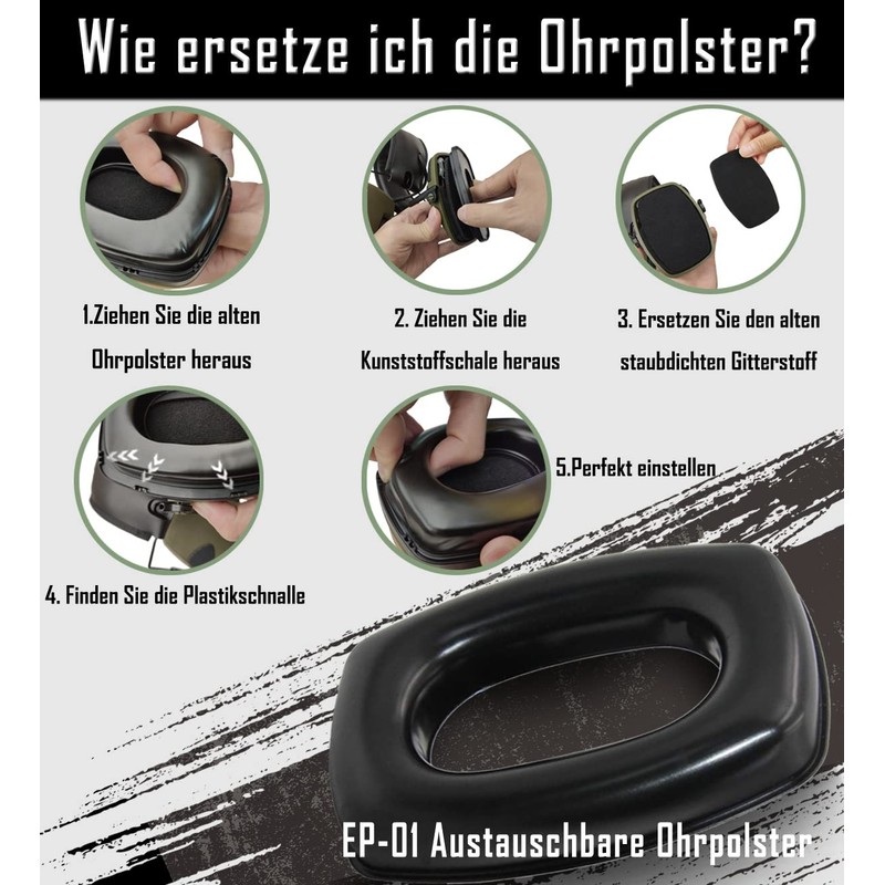 ZOHAN Electronic Shooting Earmuffs, Active Noise Reduction Safety Earmuff, Tactical
