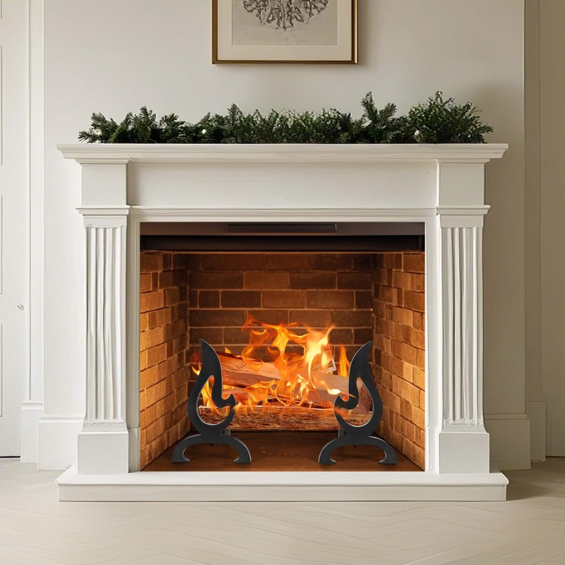 Zettfuly Cast Iron Fireplace Andirons, Decorative Andirons for Wood Burning