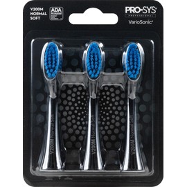 PRO-SYS® Black VarioSonic® Electric Toothbrush Replacement Head (V200M Normal Soft), Burst Brush Head, Pack of 3