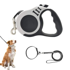 Dog Lead, 5 m Retractable Dog Lead, Extendable Dog Lead with Non-Slip Handle, Dog Lead Strap Roller Lead for Training and Walks for Small and Medium Dogs up to 15 kg (White)