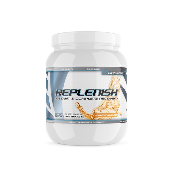 G6 Sports Nutrition Replenish Instant & Complete Recovery (Post Workout Formula, 11g of BCAAs & EAAs, 20g Whey Protein, 1000mg Creatine MagnaPower, Zero Refined Sugars) – 2lb Jar – Orange Mango