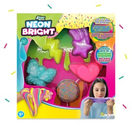 SLIMY Neon Bright 240 g - Original Slimy Slime Play Clay Set for Children, Slime with Colourful Sprinkles for Kneading and Mixing for Creative Fun, Elastic Play Clay (Toy from 3 Years)