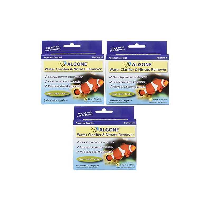Algone Aquarium Water Clarifier and Nitrate Remover, 18 Filter Pouches