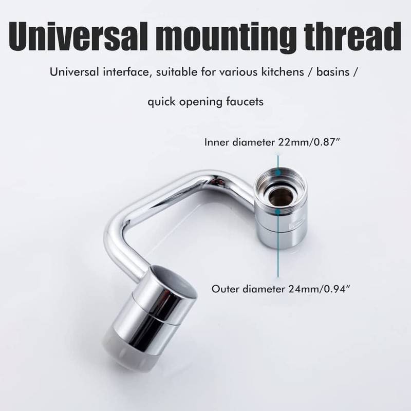 LikeHome 1080° Rotating Faucet Extender Aerator,Solid Brass Universal Splash Filter