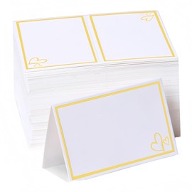 Glamoreal 100 Pcs Place Cards for Table Setting, 2" x 3.5" Elegant Name Placecards with Gold Foil Border for Wedding & Dinner Party, Printable Food Labels for Party Buffet