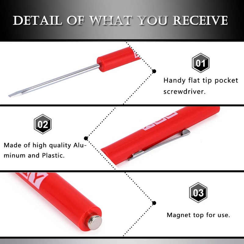 PQY Pocket Magnetic Screwdriver Slotted Head With Magnet Top +