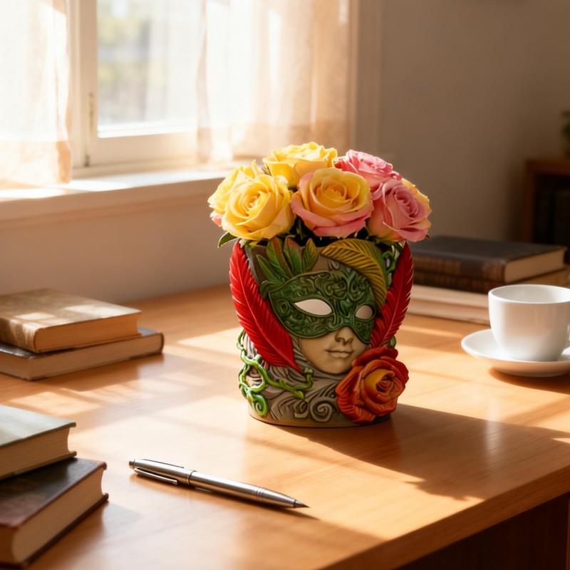 Vintage Venetian Mask Artistic Flower Pot Resin Mold