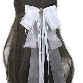 PhoenixJ Barrette, Ribbon Hair Accessories, Lolita Style, Ribbon Access, White