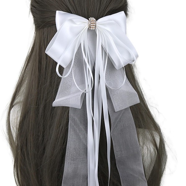 PhoenixJ Barrette, Ribbon Hair Accessories, Lolita Style, Ribbon Access, White