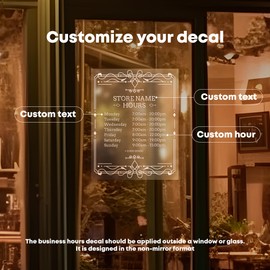 EGD 2025 Enhanced Peel & Stick Tech for Custom Business Hours Sign for Glass Door | Wall Business Hours Sign | Hours of Operation Signs for Business with Logo | Open Closed Signs for Business (BH-D)