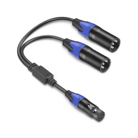 Awsyhom XLR Y Splitter Cable (1.6ft) - 1 Female to 2 Male Balanced Audio Adapter, Professional Grade XLR Splitter for Microphones, Mixers & Studio Equipment