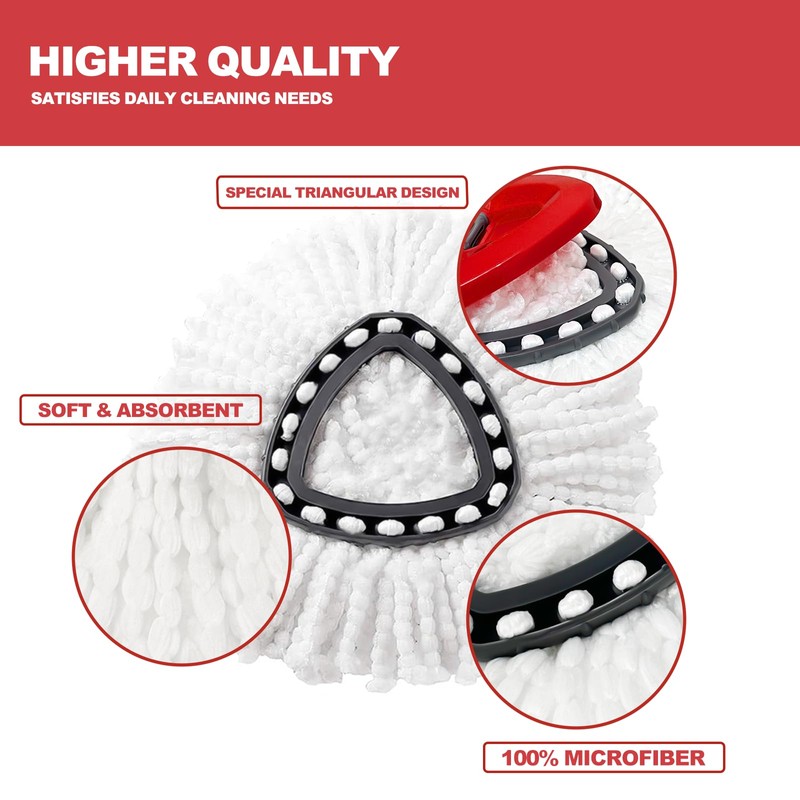 Spin Mop Head Refills for Vileda, 4pcs Spin Mop, Easy