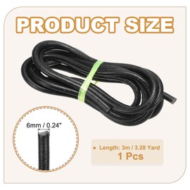 PATIKIL Round Braided Leather Cord, 7mm Round Braided Leather Cord Rope Folded for Crafts Jewelry Making Necklace Bracelets, Black(3 Yards)