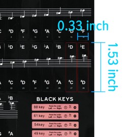 Keyboard Stickers for 88/61/54/49/37 Key Piano - Bold Large Letter Stickers for Learning, Removable Letters, Notes Label for Beginners and Kids, Multicolor