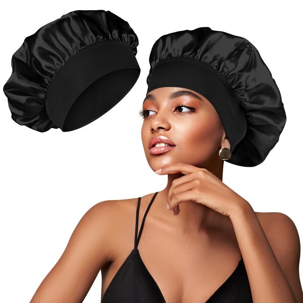 Mugust Satijn Bonnet, Zijde Slaap Bonnets voor Vrouwen, Adjustable Satijn