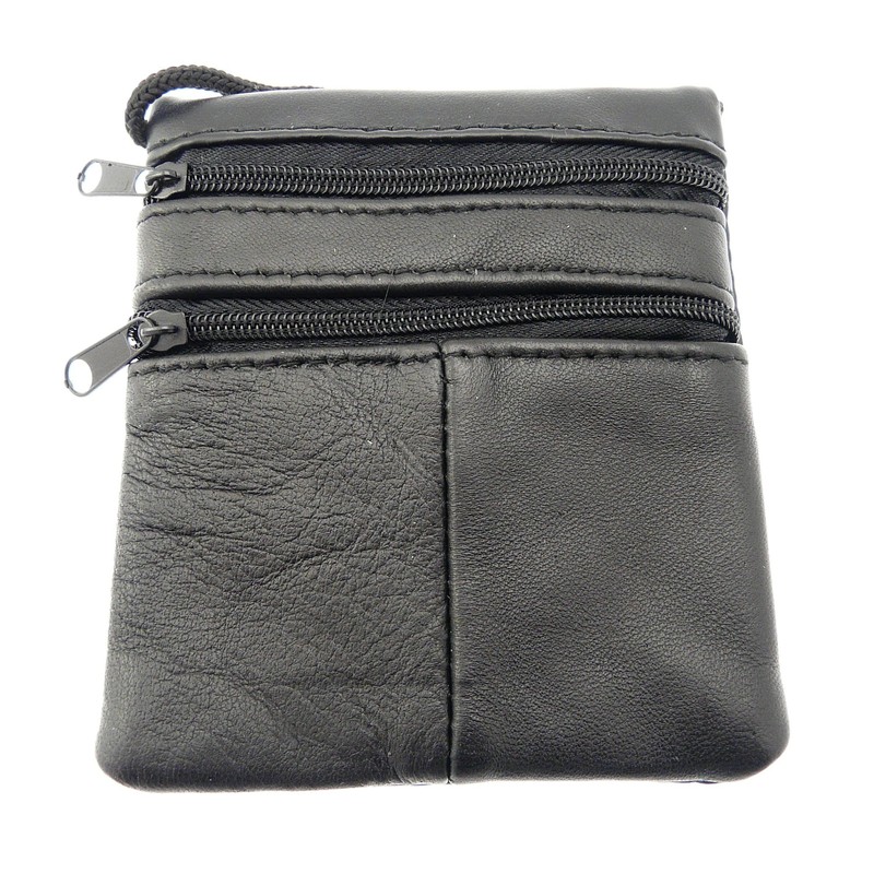Small Soft Patchwork Leather Neck Purse/Pouch/ID Holder - 2 Zipped