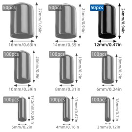 TXXATX 50 Pieces Rubber End Caps 12mm/0.47 in Rubber Caps PVC Round Tube Wire Caps Black Rubber Caps for Bottles for 11.5-13mm Pipes Thread Screws Protection Bolt Caps Chair Leg Caps