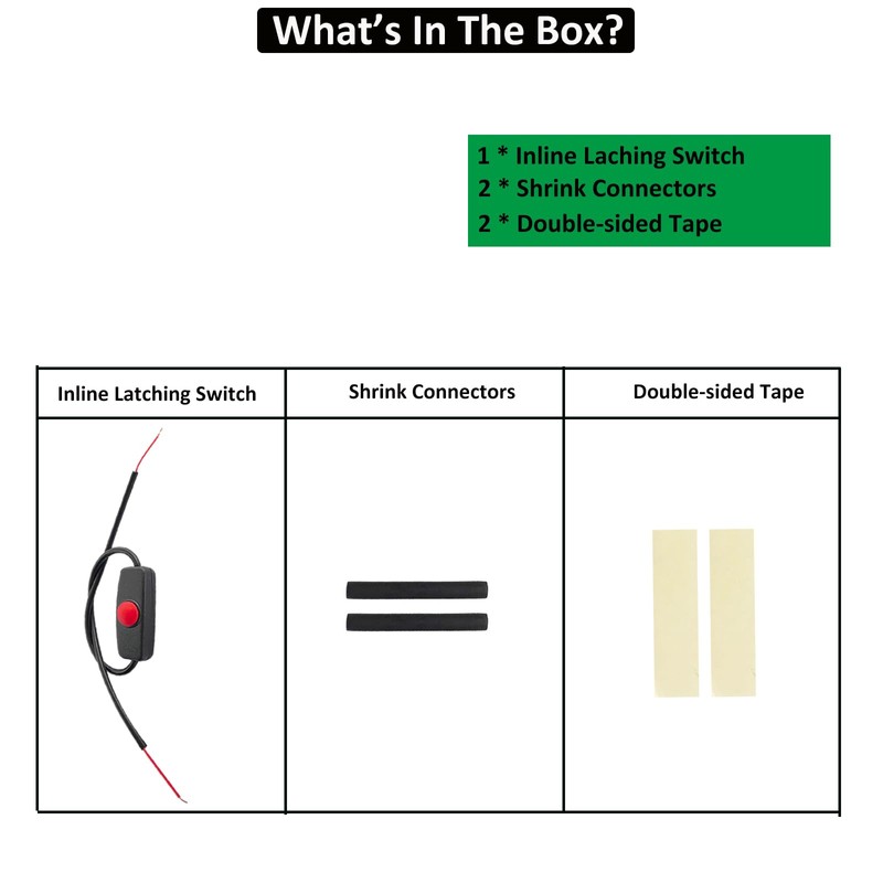 12V Inline Mini ON Off Push Button Switch, Small Latching
