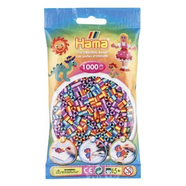Hama 10.207-92 1,000 Beads in Bag Striped Mix 92, Multicolour, 0
