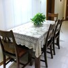 USTIDE Shabby Handmade Crochet Tablecloth Rectangle Romantic Table Cover White