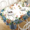Autumn Oval Tablecloth Thanksgiving Autumn Harvest Blue Pumpkin Sunflower Maple
