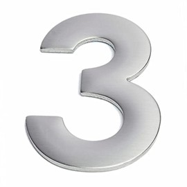 Romak SNN03 Stainless Steel Numeral Stick On, Number 3, 75 mm Size