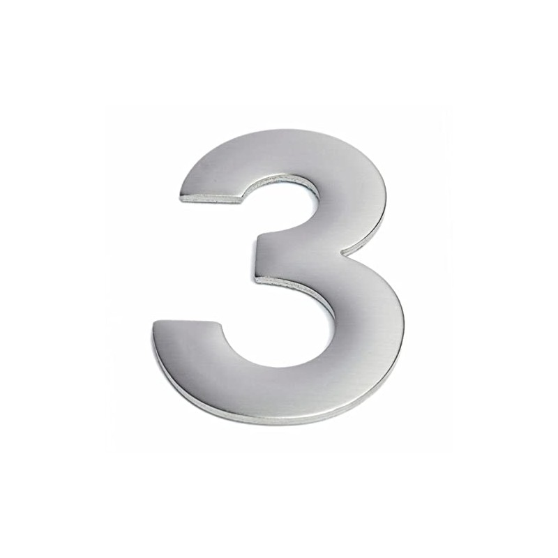 Romak SNN03 Stainless Steel Numeral Stick On, Number 3, 75