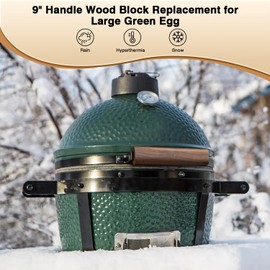 Wooden Handle Replacement, Green Egg Accessories, Compatible with X-Large and XX-Large Sizes, Includes Screws. (9" Walnut)