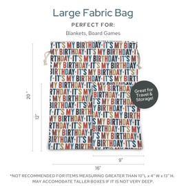 Gather & Knot Drawstring Gift Bags | 20" Large 12" Small | Premium Canvas | Reusable Fabric Wrap for Birthday | Gender Neutral | It's My Birthday