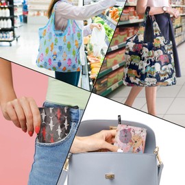 Noilk Reusable Grocery bags, 4 Pack - Lightweight And Compact, Grocery Totes Animal Printed, Machine Washable And Durable, Ideal For Groceries, Travel, And Daily Use, Shark 4 Pack, Large