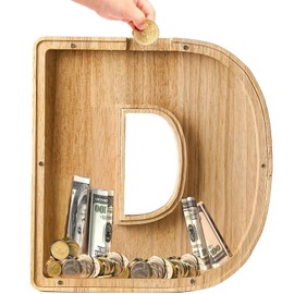 Bemaystar Wooden Letter-Money-Box Piggy-Bank Initial Letters Kids Money Box Coin Bank Birthday Gift