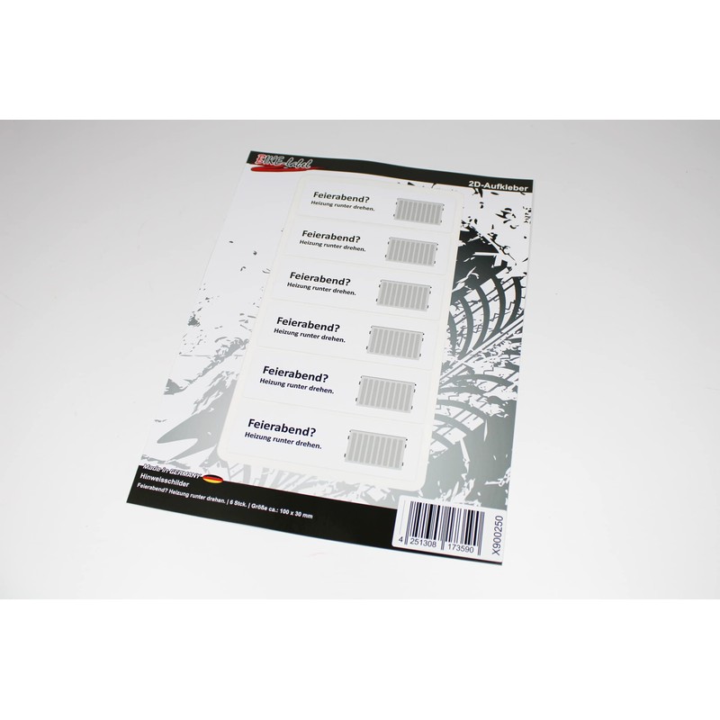 BIKE-label Energy Saving Sticker Heating Down Sign X900250