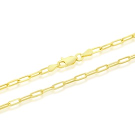 MAZZERI Gold Plated 925 Sterling Silver 2.5mm & 3.5mm Paperclip Chain for Men and Women